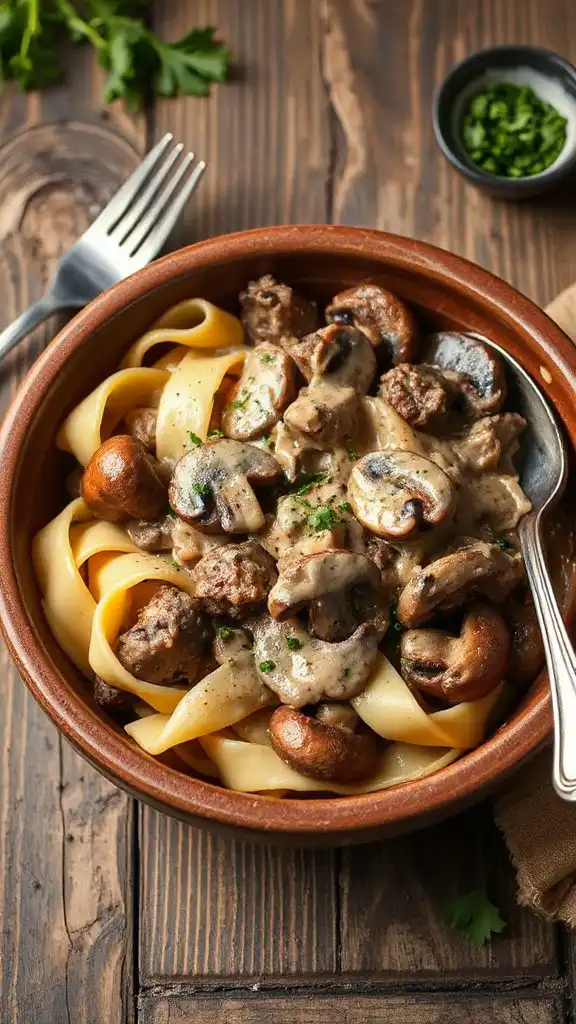 beef stroganoff with mushrooms