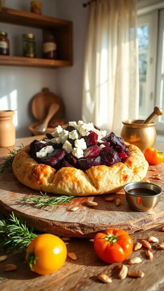 beet and feta tart