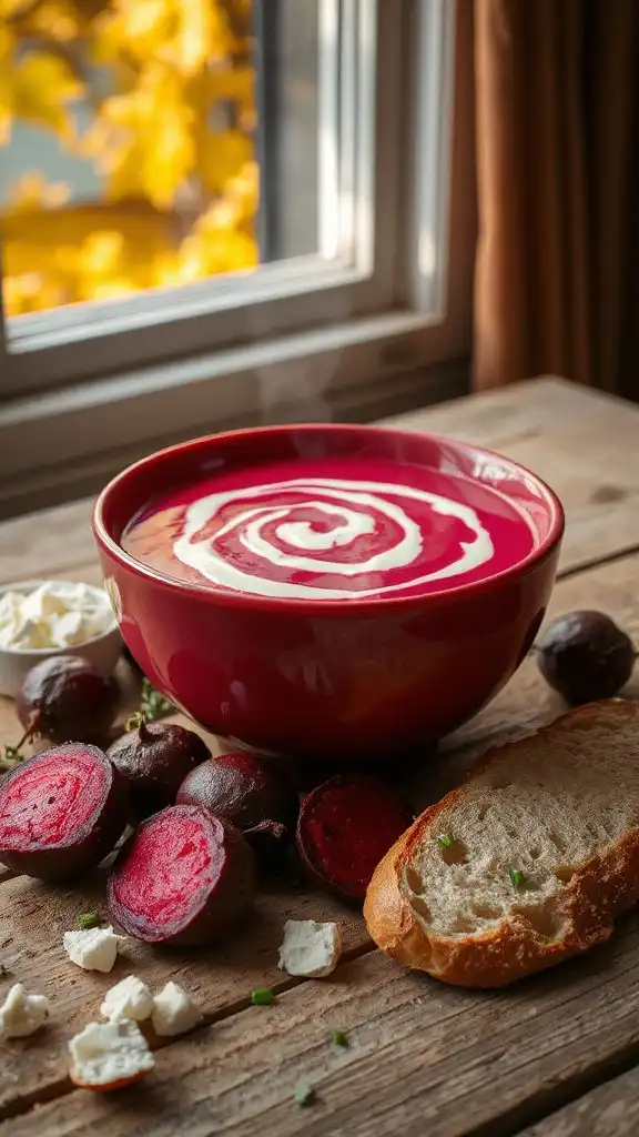 beetroot soup with goat cheese