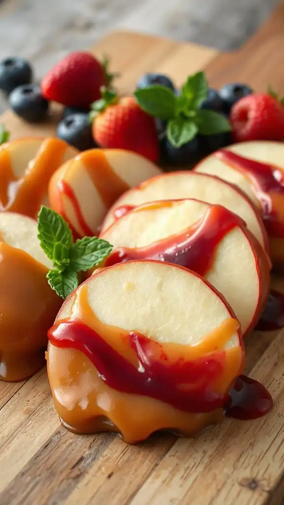 berry caramel apple slices