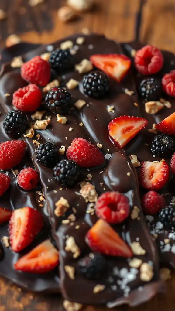 berry infused dark chocolate bark