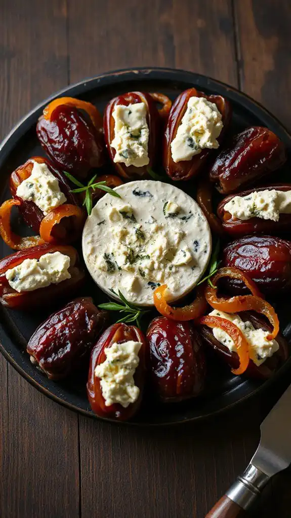 blue cheese and caramelized dates