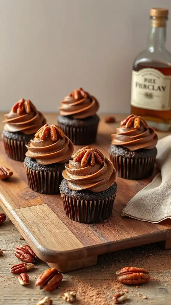 bourbon chocolate pecan cupcakes