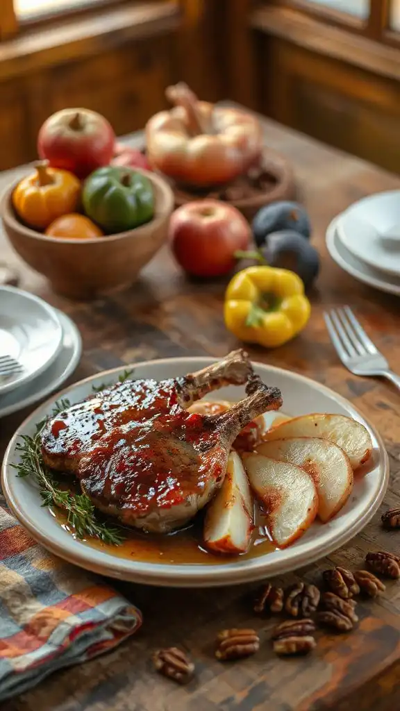 braised pork chops with pears