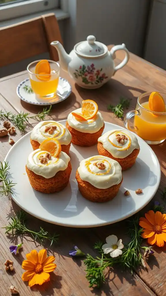 brunch with mini carrot cakes