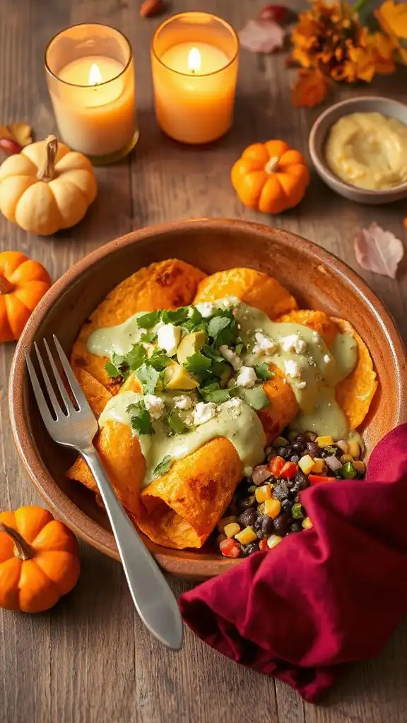 butternut squash black bean enchiladas