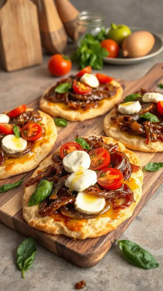 caprese caramelized onion flatbread