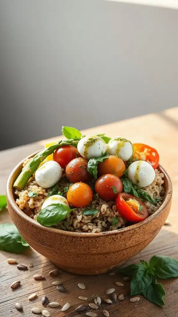 caprese pesto rice bowl