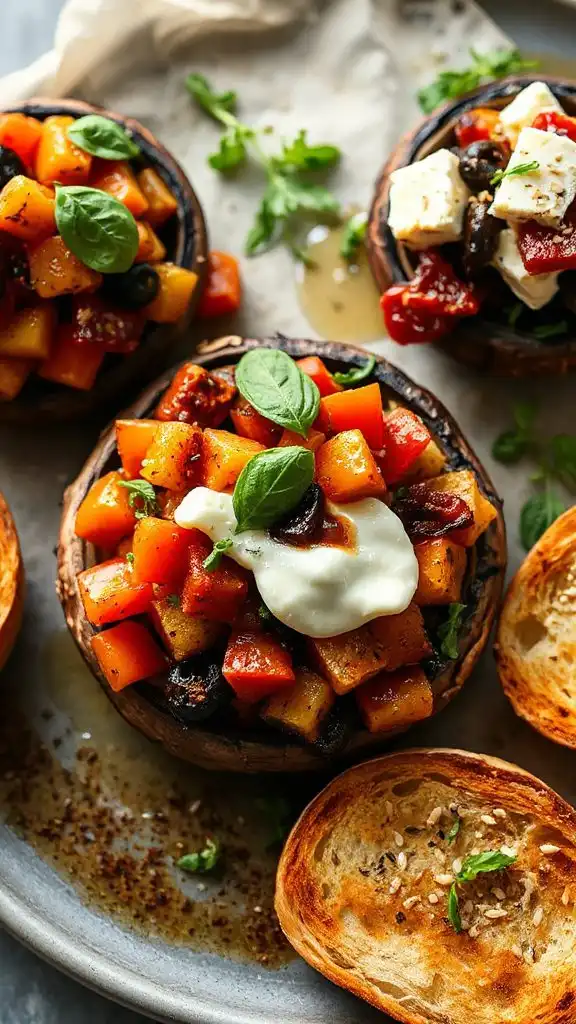 caprese stuffed mushroom variations