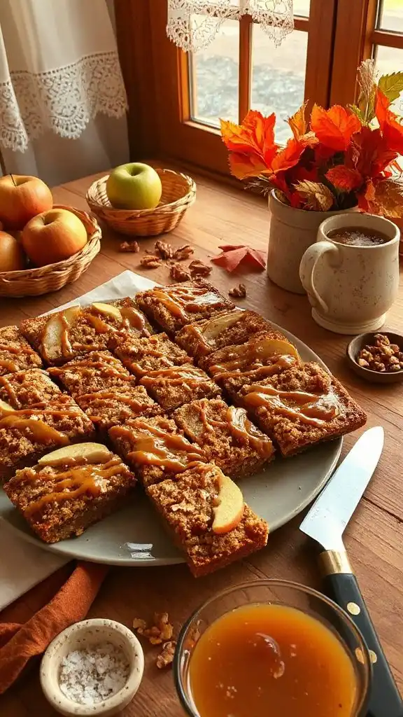 caramel apple crumble bars