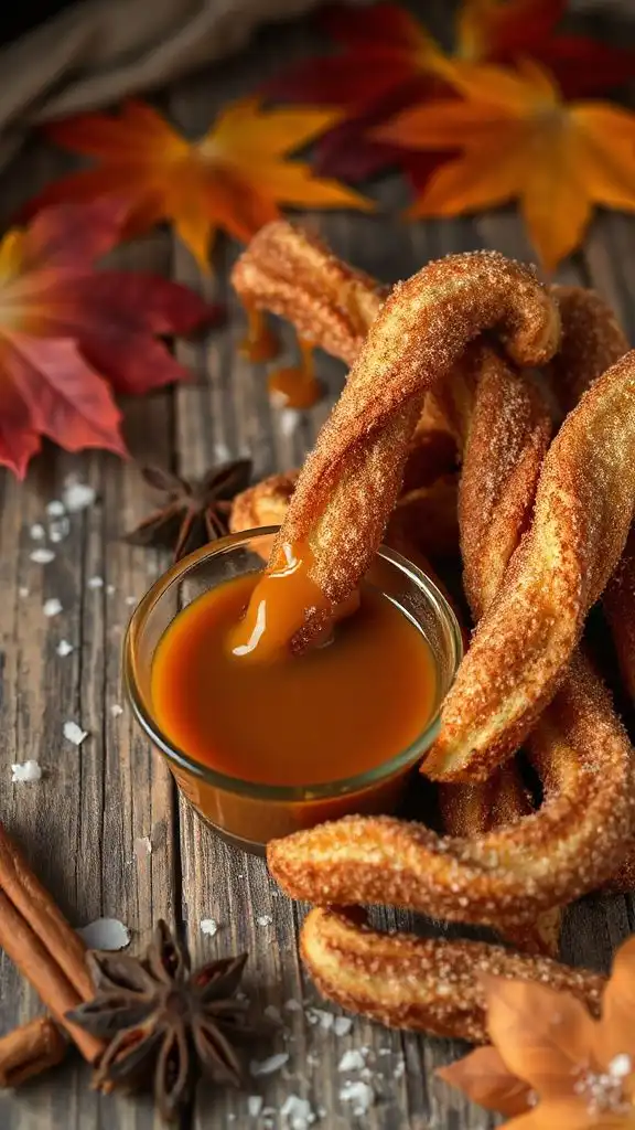 caramel churros with cinnamon