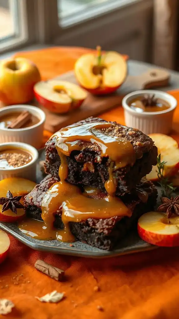 caramel infused apple sauce brownies
