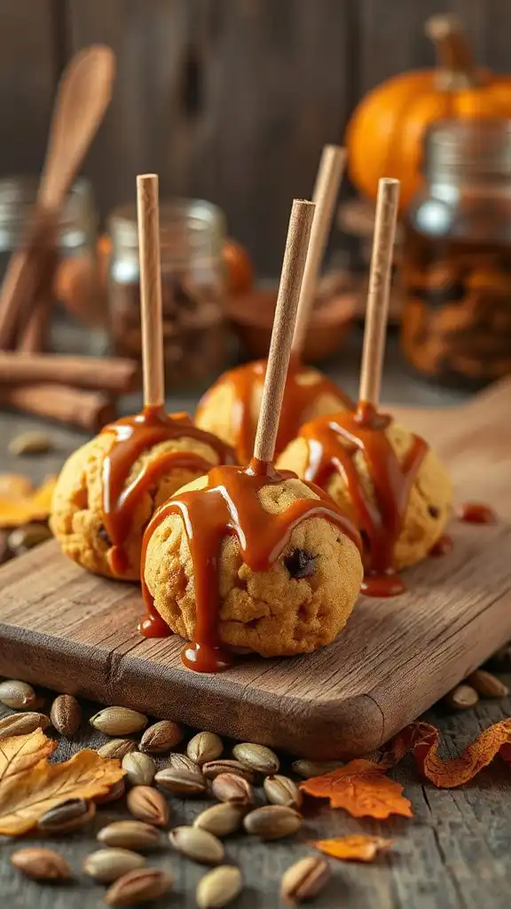 caramel pumpkin cookie pops