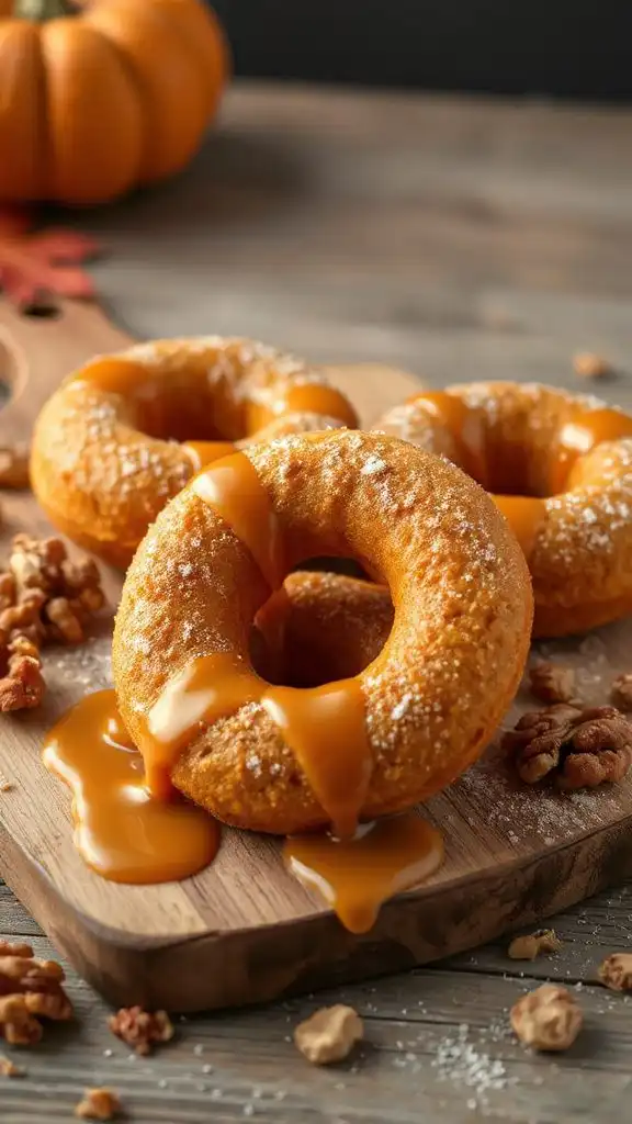 caramel pumpkin doughnut rings