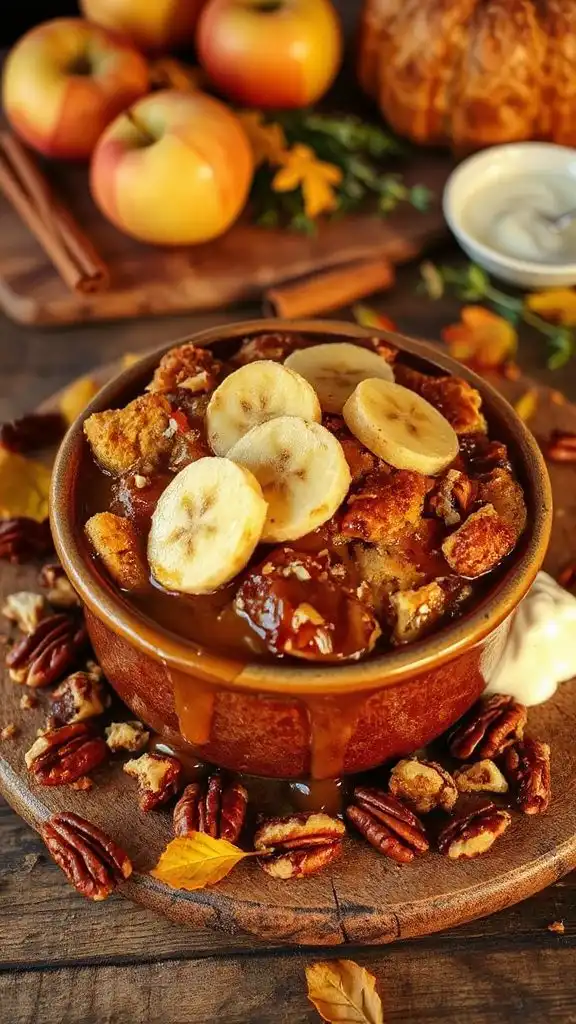 caramelized banana bread pudding