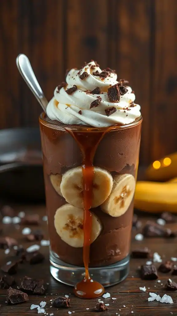 caramelized banana chocolate parfait