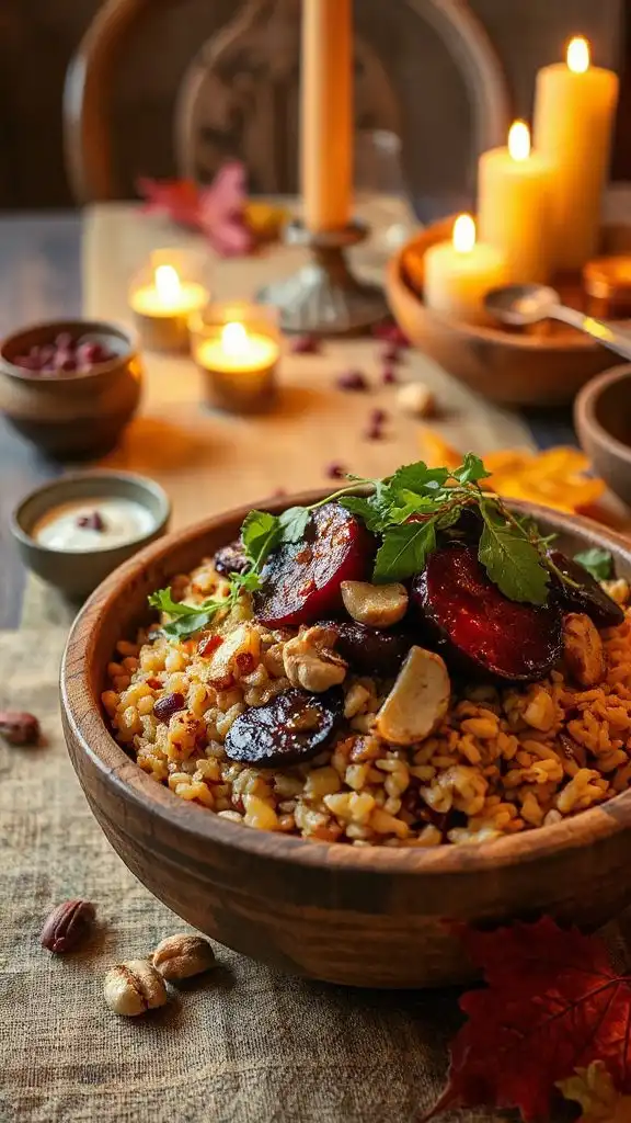 caramelized onion beet rice bowl