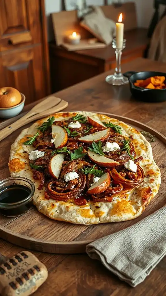 caramelized onion pear flatbread