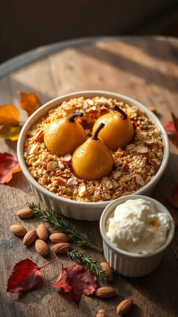 caramelized pear almond crumble