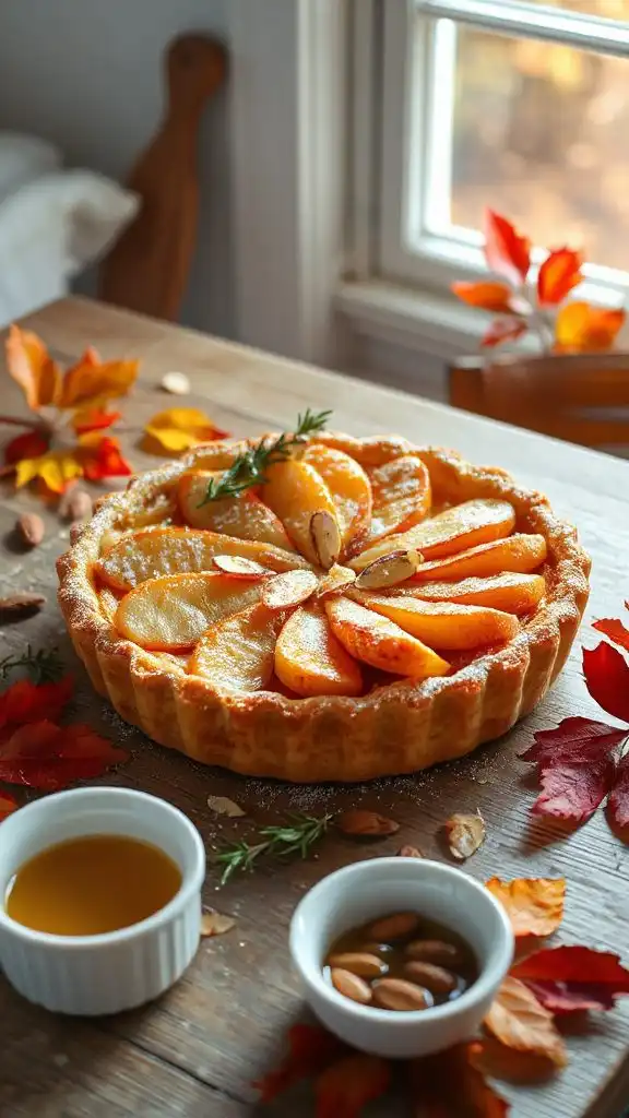 caramelized pear almond tart