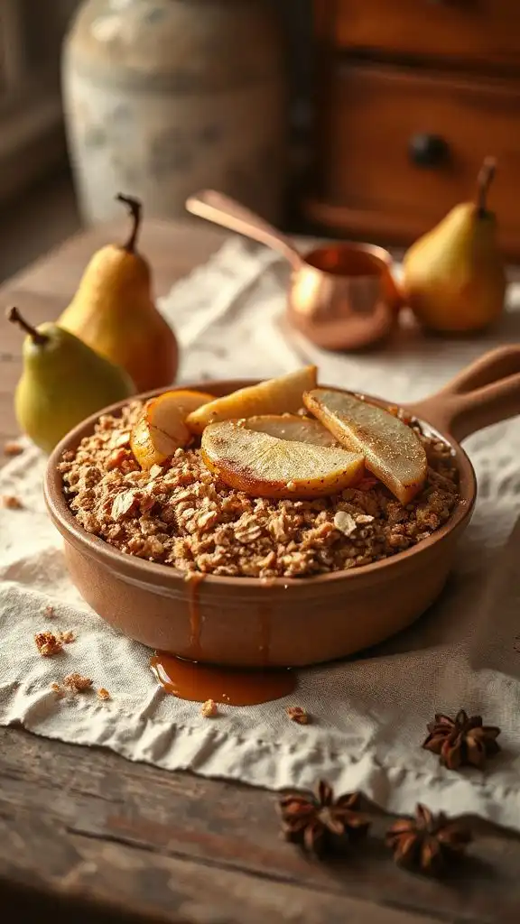 caramelized pear crumble dessert