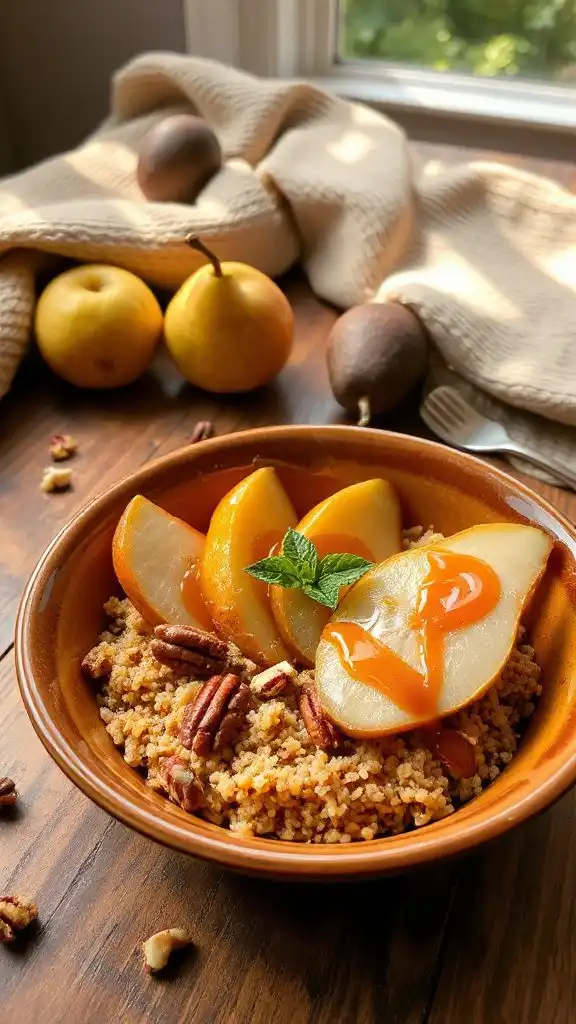 caramelized pear quinoa bowls