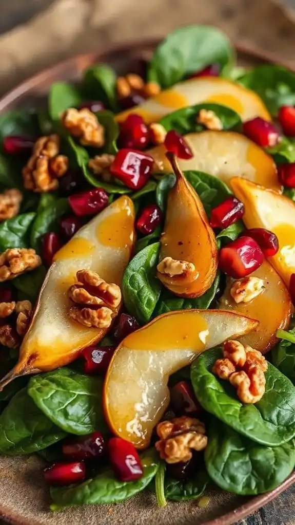 caramelized pear spinach salad