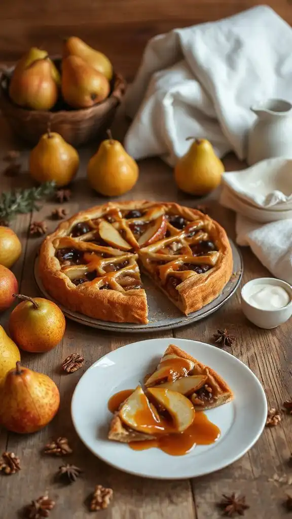 caramelized pear walnut tart