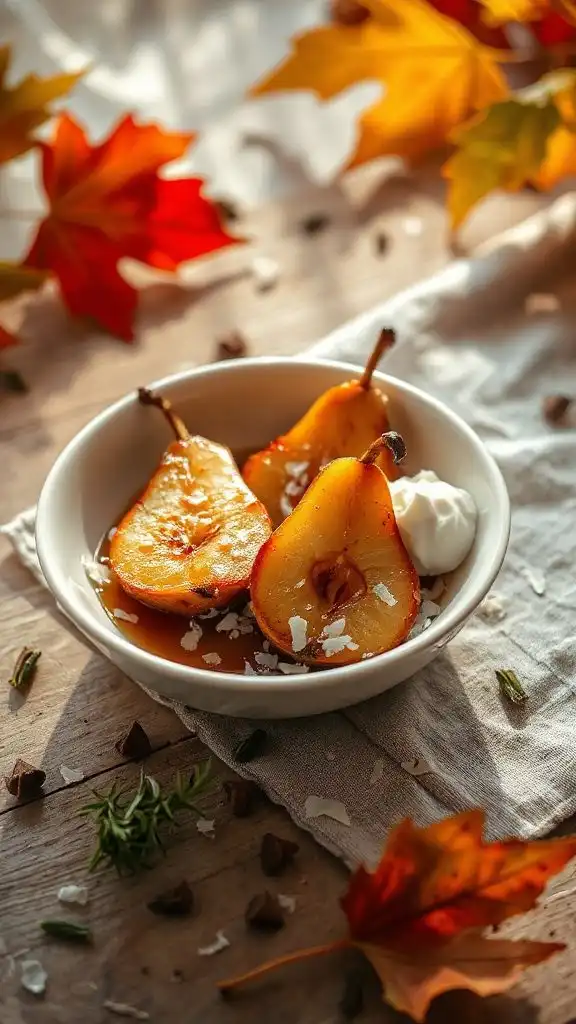 caramelized pears with coconut cream
