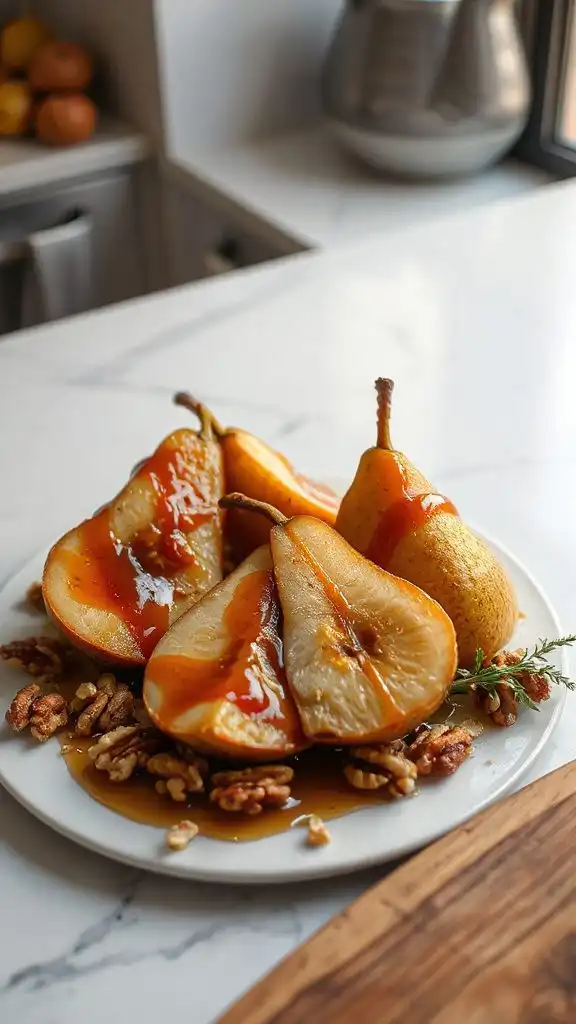 caramelized pears with walnuts