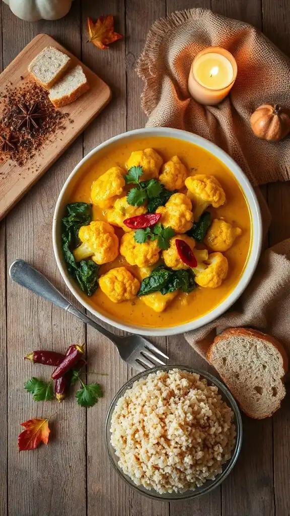 cauliflower kale coconut curry cauliflower kale coconut curry