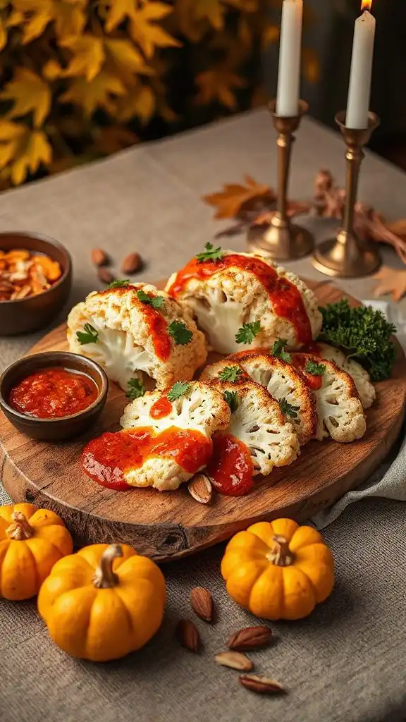 cauliflower steaks with romesco