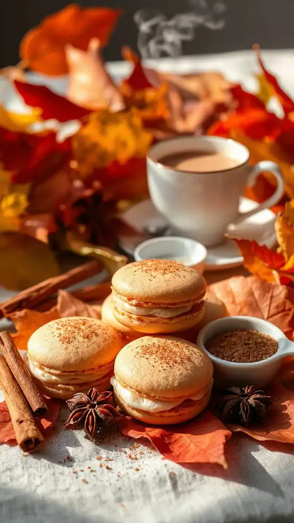chai coconut macarons with buttercream