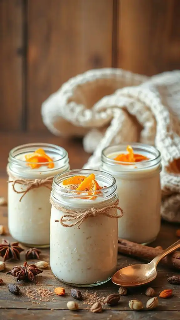 chai spiced rice pudding jars