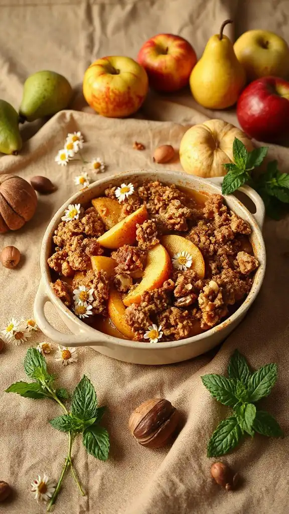 chamomile infused baked apple crisp