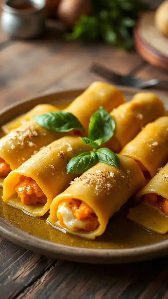 cheese and pumpkin manicotti