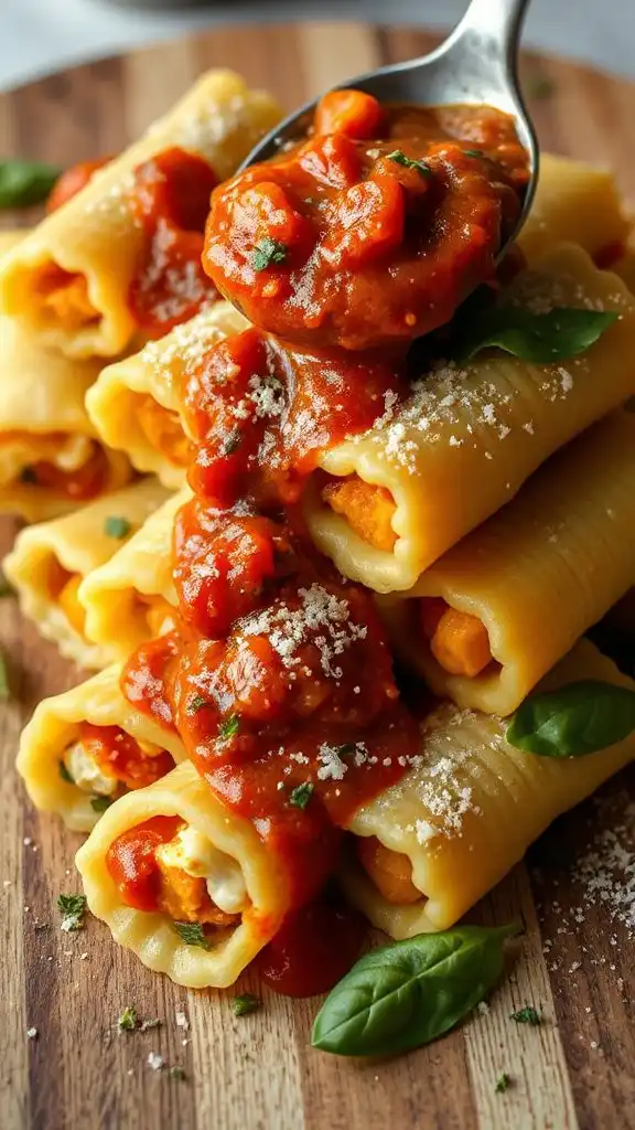 cheese and pumpkin manicotti