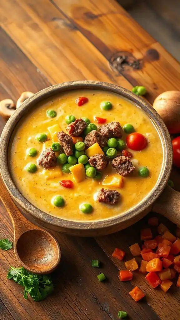 cheeseburger soup with veggies