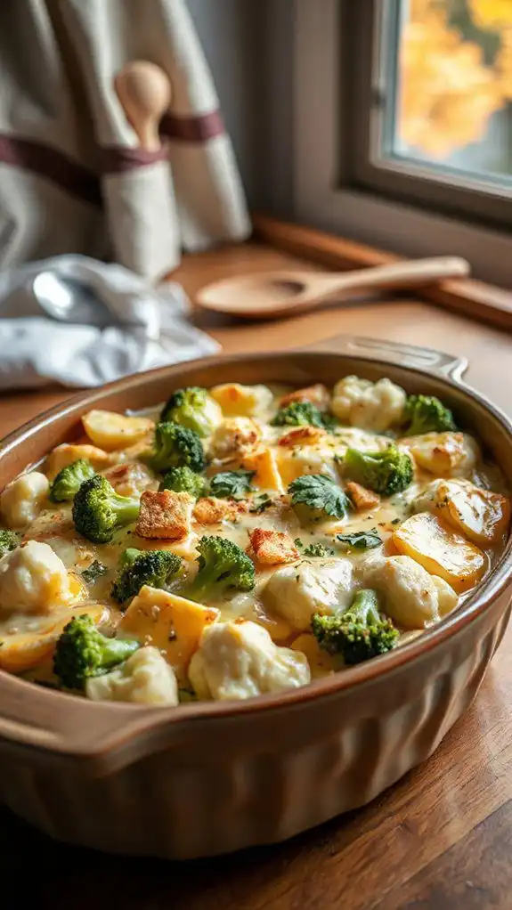 cheesy broccoli cauliflower casserole