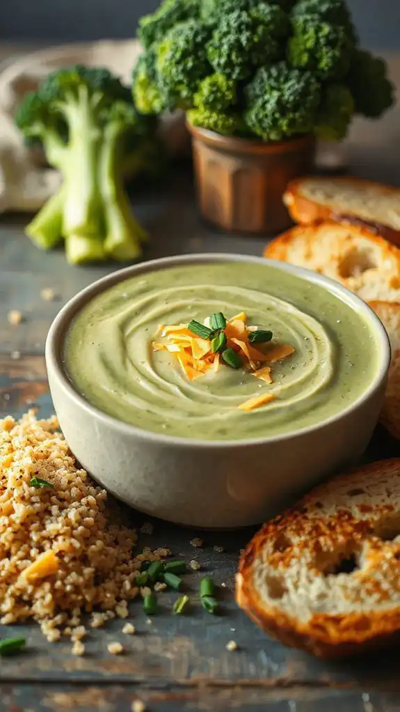 cheesy quinoa broccoli soup