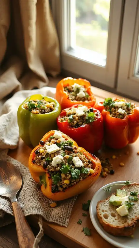 cheesy quinoa stuffed peppers cheesy quinoa stuffed peppers