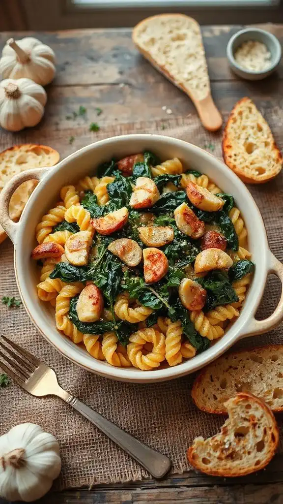 cheesy spinach pasta bake