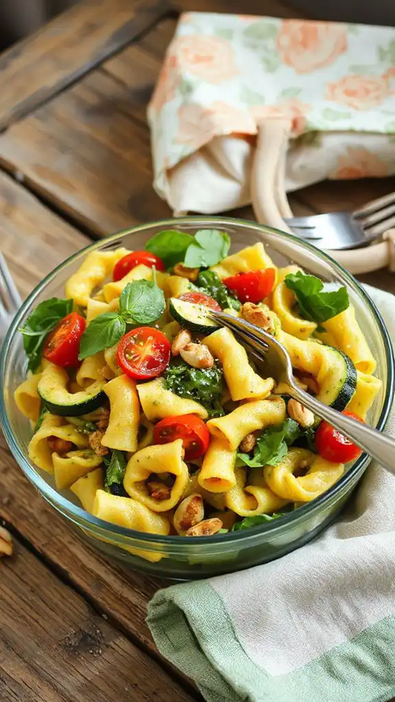 chickpea pesto pasta salad