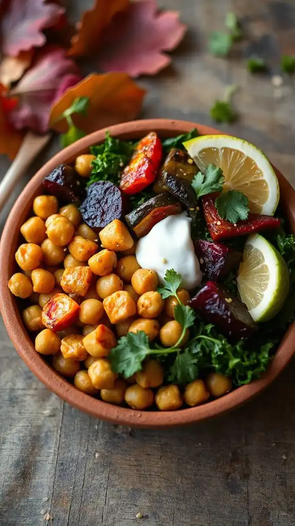 chickpea roasted vegetable bowl