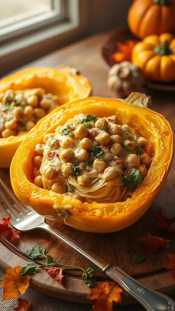 chickpea tahini stuffed squash