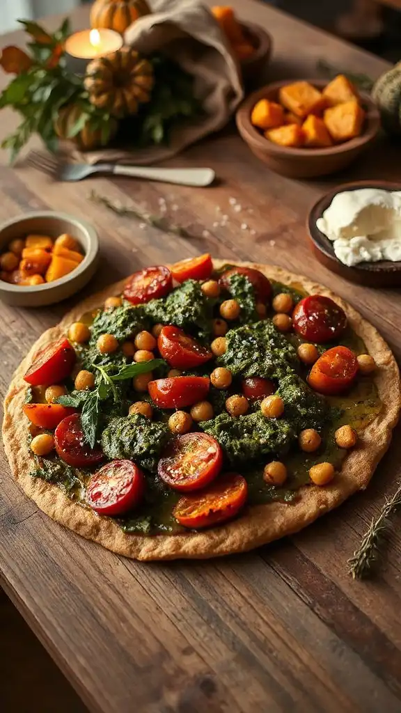 chickpea tomato pesto flatbread recipe