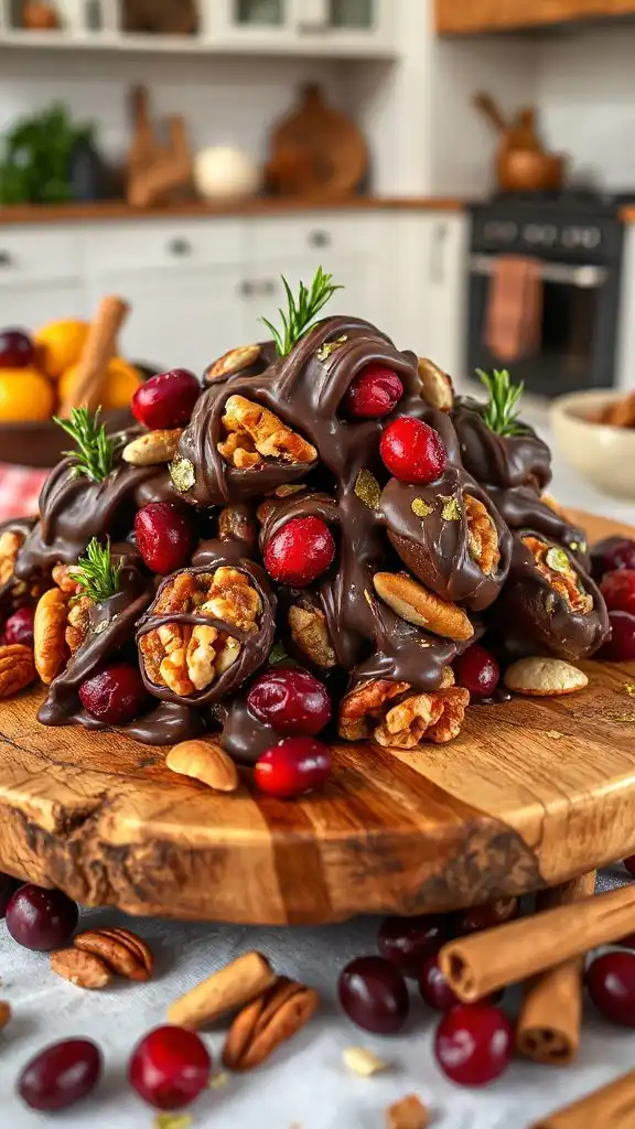 chocolate cranberry nut clusters