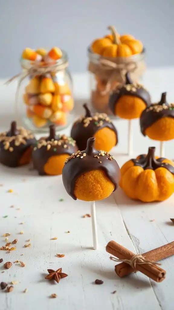 chocolate dipped pumpkin cookie pops