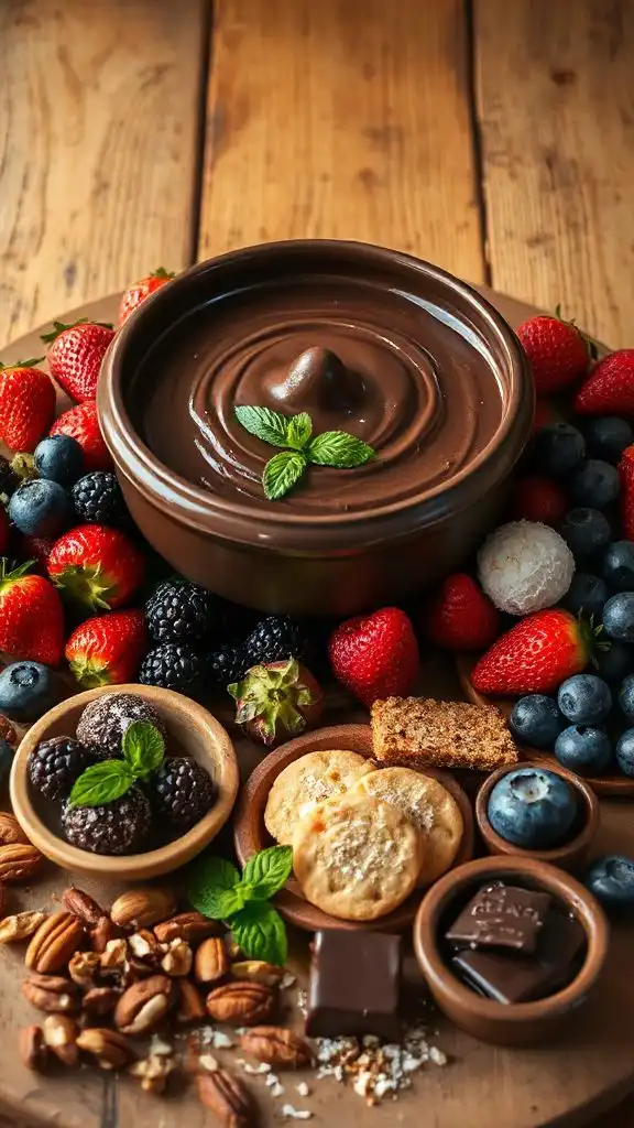 chocolate fondue with berries