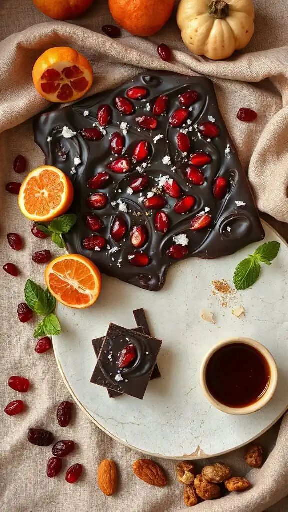 chocolate pomegranate no bake bark